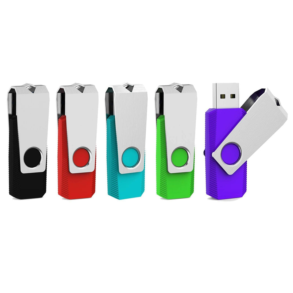 Aiibe 128GB Flash Drive 3.0 5 Pack 128GB USB 3.0 Flash Drive Thumb Drives 128 GB Memory Stick Jump Drives USB Drive Multi Pack (128G, 5 Mixed Colors: Black Red Cyan Green Purple)