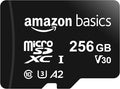 Amazon Basics Micro SDXC Memory Card with Full Size Adapter, A2, U3, Read Speed up to 100 MB/s, 256 GB, Black