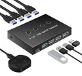 USB 3.0 Switch 4 Computers 3 Computers Keyboard Mouse,4 Port USB Switcher Sharing Mouse Keyboard Scanner Printer, Includes Cables and Remote
