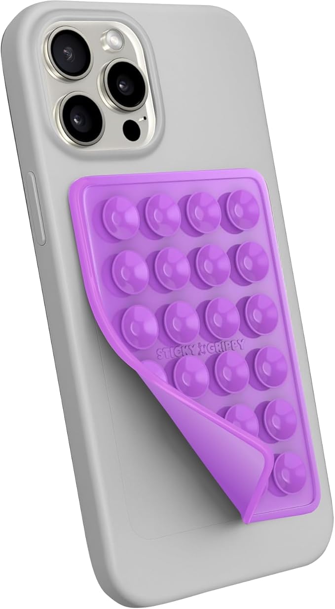 StickyGrippy Suction Phone Case Mount, Sillicon Adhesive Phone Accessory for iPhone and Android, Hands-Free Fidget Toy Mirror Shower Phone Holder, Tiktok Videos and Selfies (Blue)