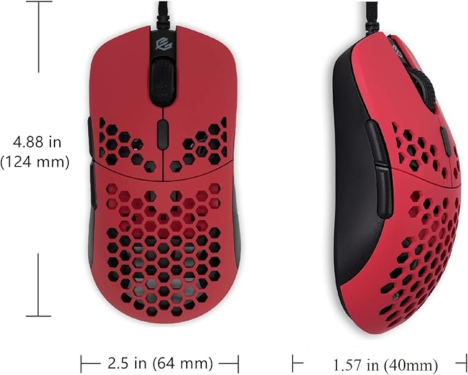 G-Wolves Hati HTM/HT-M Medium 56g Ultra Lightweight Honeycomb Wired Gaming Mouse, PixArt 3389 Sensor 16000 DPI, 6 Programmable Buttons, Low Latency, for PC/Mac (Faze Red)