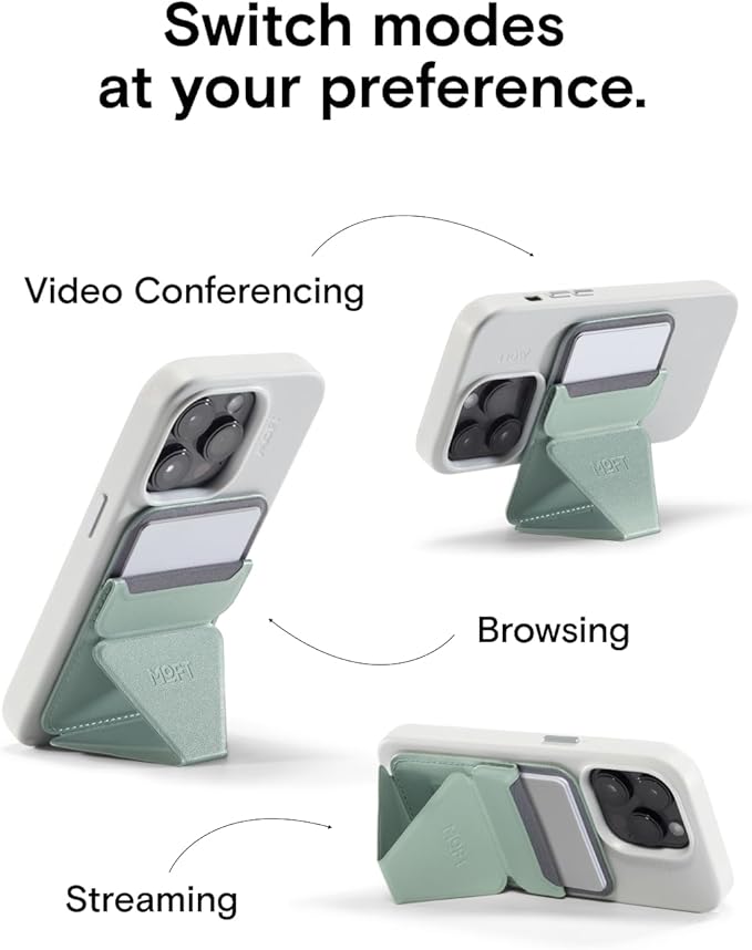 MOFT Magnetic Wallet Stand Compatible with iPhone 16/15/14/13/12 Series, Angle Adjustment & Magsafe Compatible MOVAS Phone Stand,Seafoam