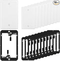FGB Blank Device Keystone Wall Plate, with Low Voltage Mounting Bracket, with Single Gang Decorator Wall for RJ45, HDMI, and Coax Keystone Inserts, White, 10-Pack