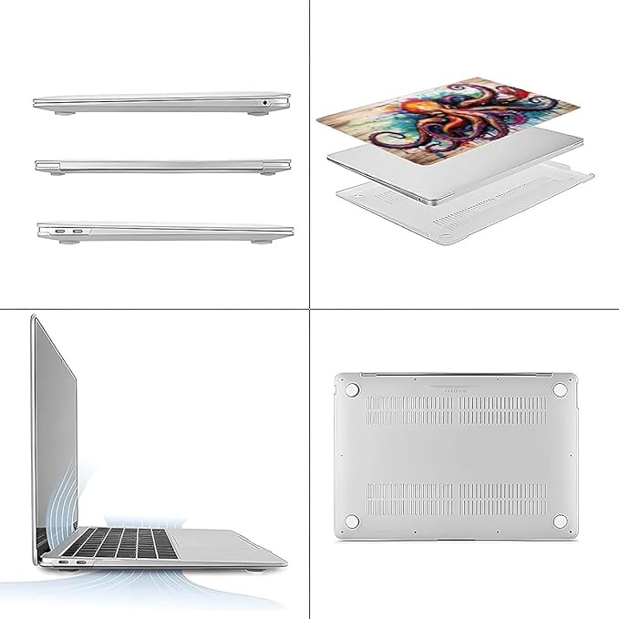 Compatible with MacBook Air 13.3 13.6 Inch Case 2022 2021 2020 2019 Plastic Hard Shell Case Cover,13.3 Pro(A1706/A1708/A1989/A2159/A2289/A2338), Octopus
