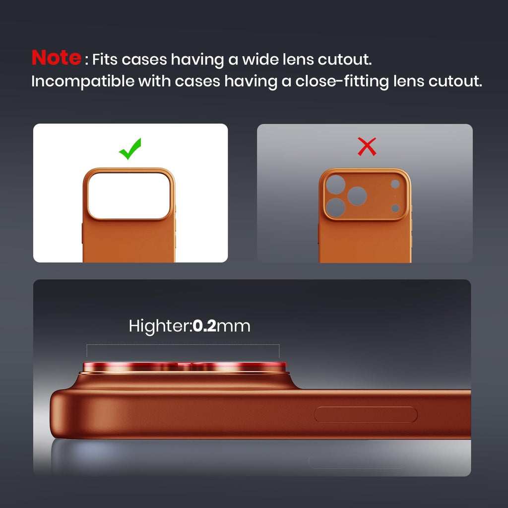 Hoerrye for iPhone 17 Pro Camera Lens Protector - 12FT Shatterproof