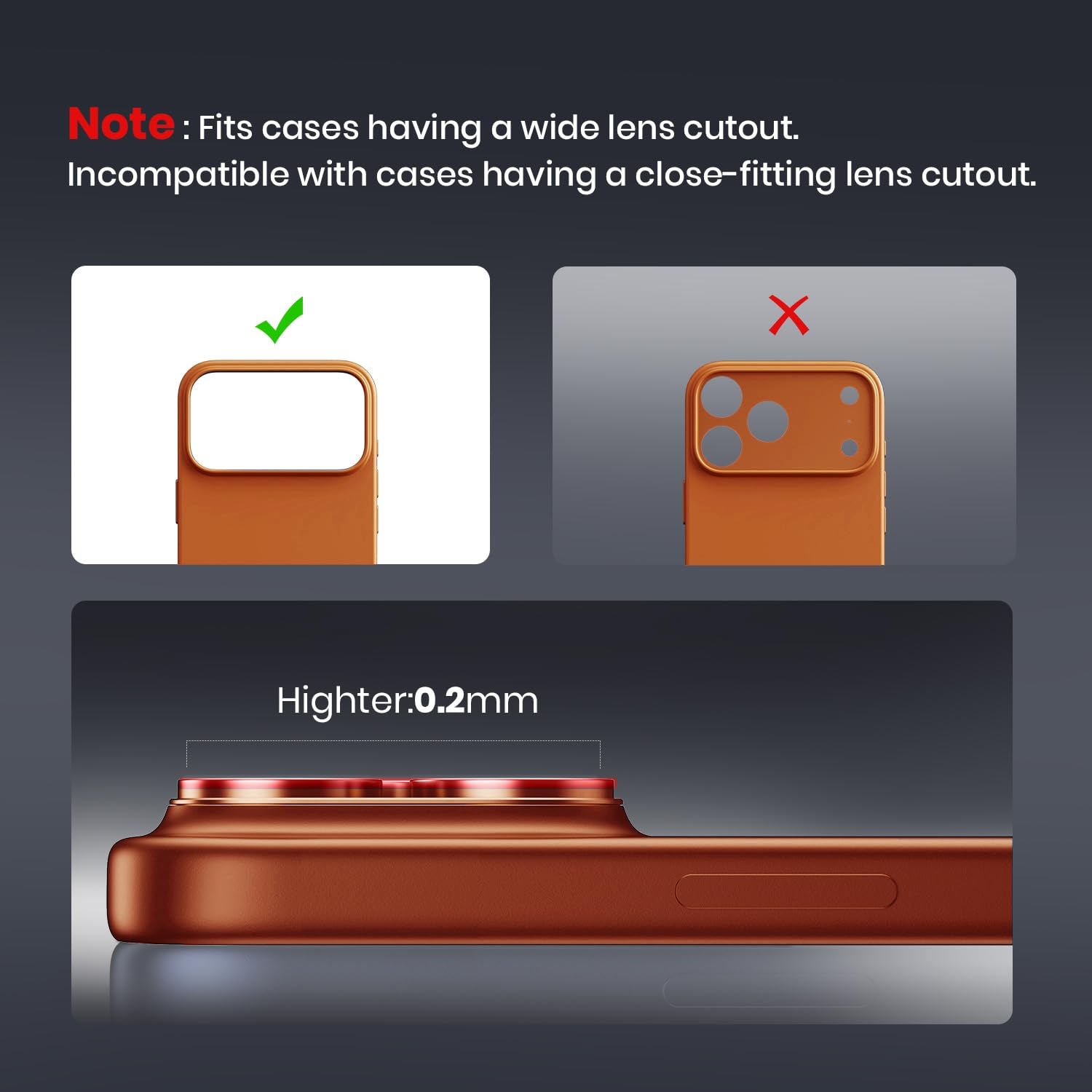 Hoerrye for iPhone 17 Pro Camera Lens Protector - 12FT Shatterproof