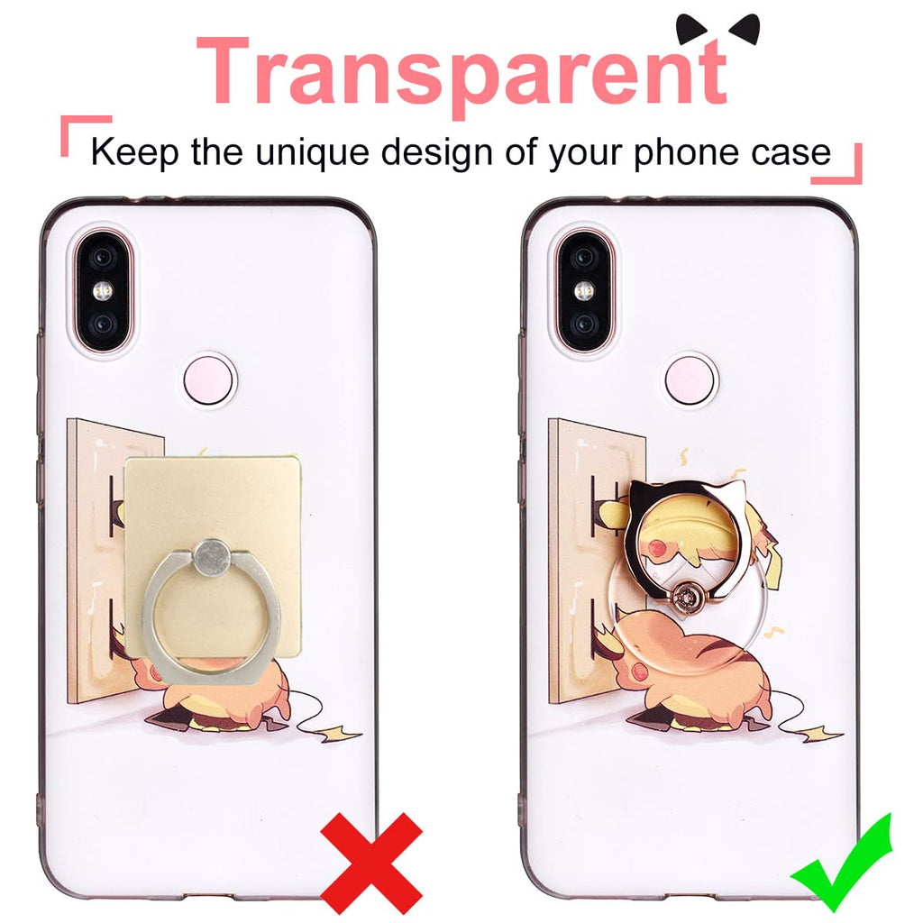 Cat Phone Ring Holder - EI Sonador Clear Cell Phone Ring Holder Transparent Stand Finger Grip (2 Gold Cat)