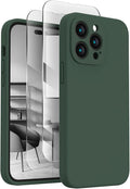 FireNova Designed for iPhone 14 Pro Case, Silicone Upgraded [Camera Protection] Phone Case with [2 Screen Protectors], Soft Anti-Scratch Microfiber Lining Inside, 6.1 inch, Alpine Green