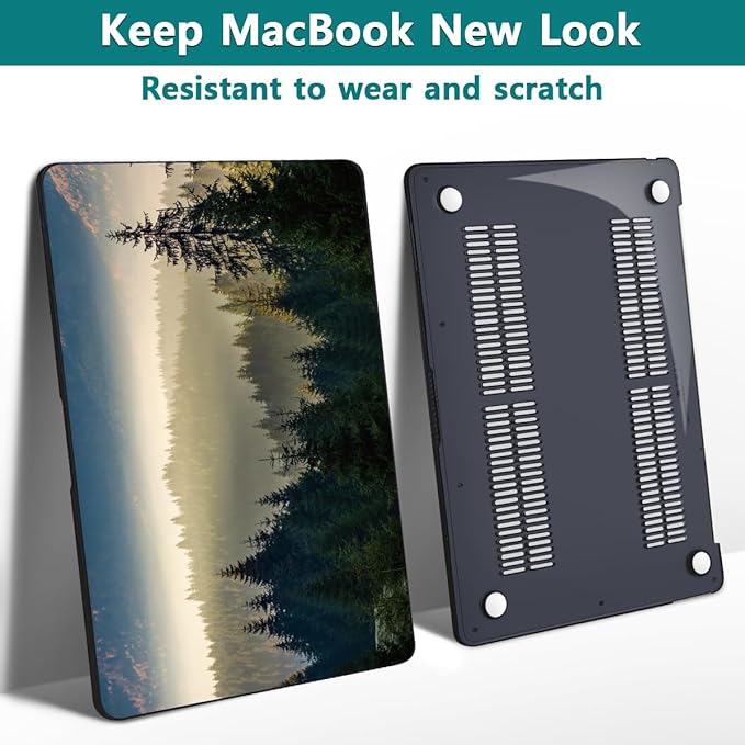 Teryeefi Compatible with MacBook Pro 13 inch Case M2 M1 2024, 2023, 2022-2016（A2251 A2289 A2159 A1989 A1708 A1706 with Touch Bar, Plastic Hard Shell Cover for 13" MacBook Pro, Forest Landacpe
