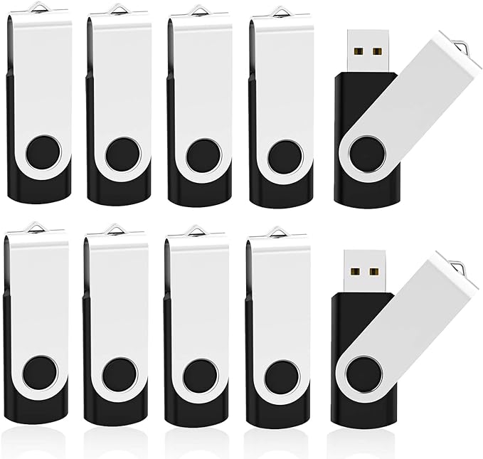 KOOTION 10 X 16 GB USB Flash Drive USB 2.0 Thumb Drive Memory Pen Stick Jump Drive Keychain Design Zip Drives Bulk (Black)
