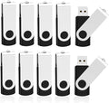 KOOTION 10 X 1GB USB Flash Drive 1gb Flash Drive Swivel Thumb Drive Memory Stick Keychain Design Black