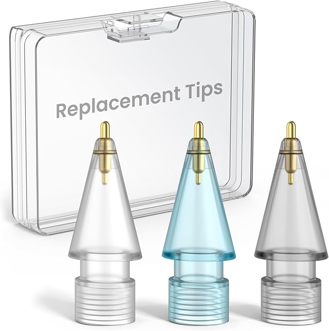 Delidigi 3 Pack Replacement Tips Compatible with Apple Pencil Pro/2nd Generation/1st Gen/USB C, Wear-Resistant iPencil Nibs Accessories Fine Point Precise Control Pen Like Tips