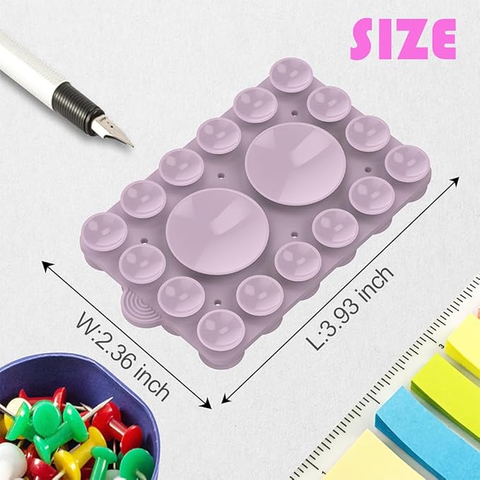 Double Sided Silicone Suction Phone Holder Mount,Compatible with iPhone and Android Cases Hands-Free Mirror Shower Phone Mount Strong Grip Holder (Violet, Double Sided 2PCS)