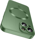 Magnetic for iPhone 14 Case [Compatible with MagSafe][Built-in Camera Lens Protector] Slim Soft Silicone Bumper Shockproof Metallic Luster Phone Case (Green)
