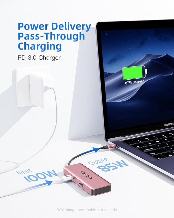 USB C Hub, 7 Ports USB C MultiPort Adapter for MacBook Pro/Air, Type C to HDMI Dongle with 4K HDMI, 1 USB 3.2 Up to 10Gbps, 2 USB 2.0, 100W PD, SD/TF for iPhone 15/16 and Other Type C Devices