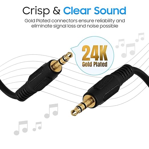 Cmple - 3.5mm Aux Audio Cable Stereo 100 ft AUX Cable Male to Male Speaker Cable Auxiliary Cord Adapter for Car, Phone, Headphones - Black