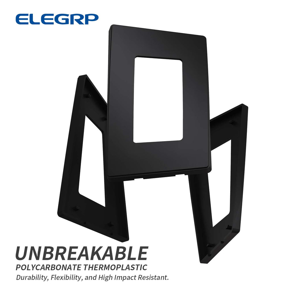 ELEGRP Matte Black 1-Gang Screwless Decorative Wall Plates, Standard Size Unbreakable Thermoplastic Faceplate Cover for Decorator Receptacle Outlet Switch, UL Listed (20 Pack)