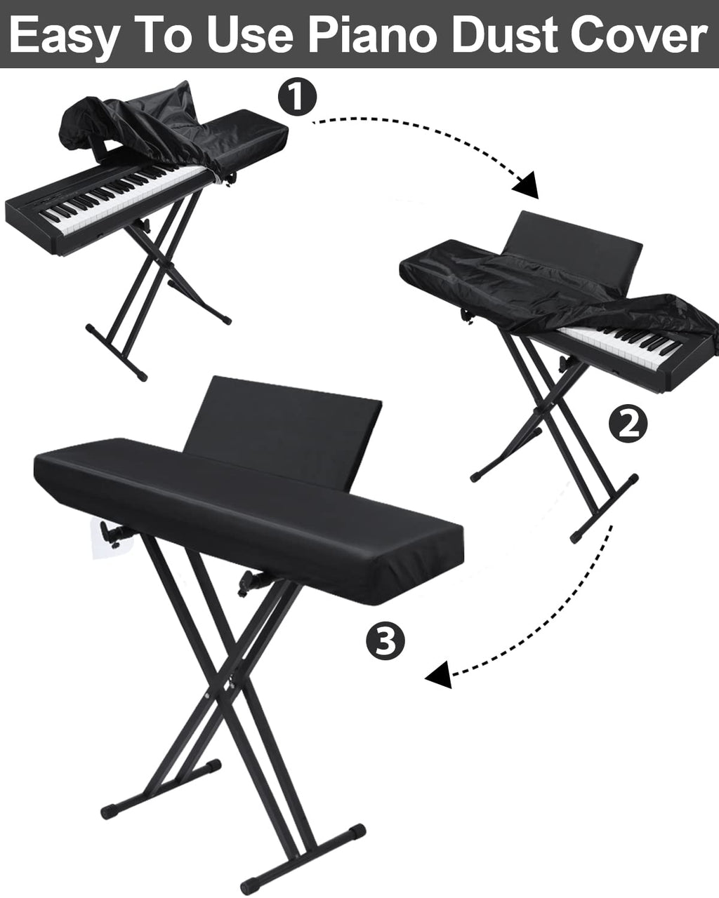 61 key Piano Keyboard Dust Cover, Water Proof Stretchy Electric Covers