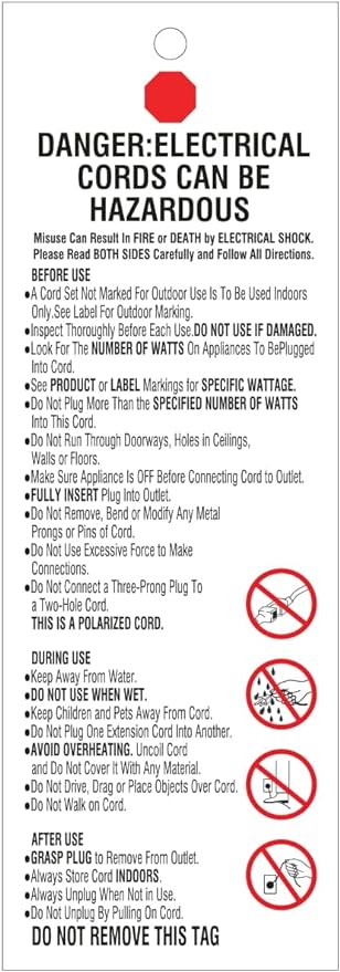 Amazon Basics Extension Cord with Multiple Outlets, 3 ft 2-Prong Indoor Power Strip, Flat Plug, 13 Amps, 1625 Watts, 125 VAC, White, 2-Pack