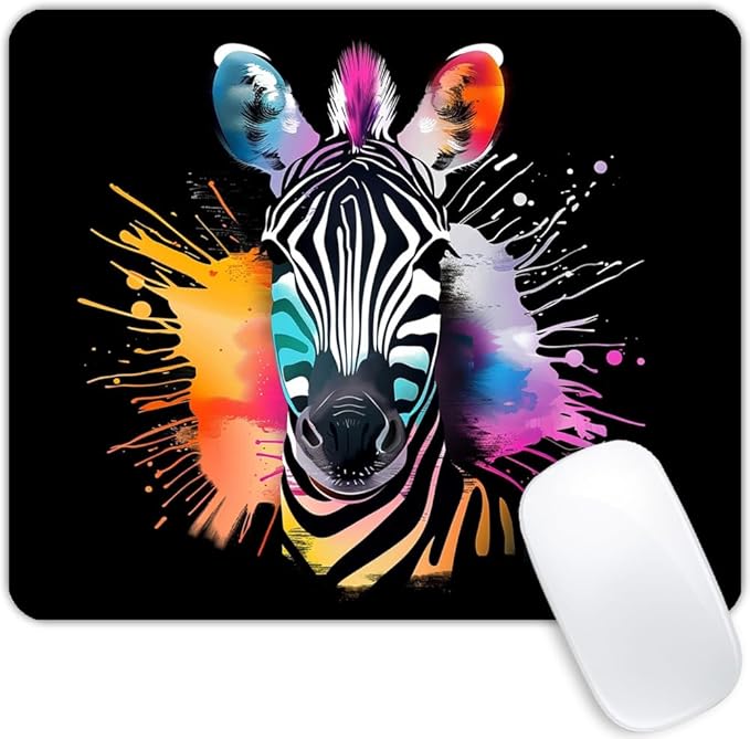 Square Mouse Pad Colorful Zebra-1,Gaming Mouse Pads for Desk,Soft Computer Waterproof Non-Slip Mouse Mat