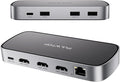 3 HDMI Triple USB C Docking Station, PULWTOP Laptop Docking Station Dual 4K Display for MacBook M1/M2/M3/Windows, Universal USB C Dock with Power Adapter, PD, 10Gbps USBC/A Data,2 USB-A 2.0, Ethernet