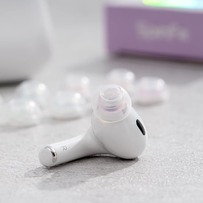 SpinFit Superfine for AirPods Pro Gen 1 & 2 - ML - Medical Grade Silicone Patented Replacement Ear Tips and Adapters for Supreme Comfort (one Pair)(Ear Tips Installed)