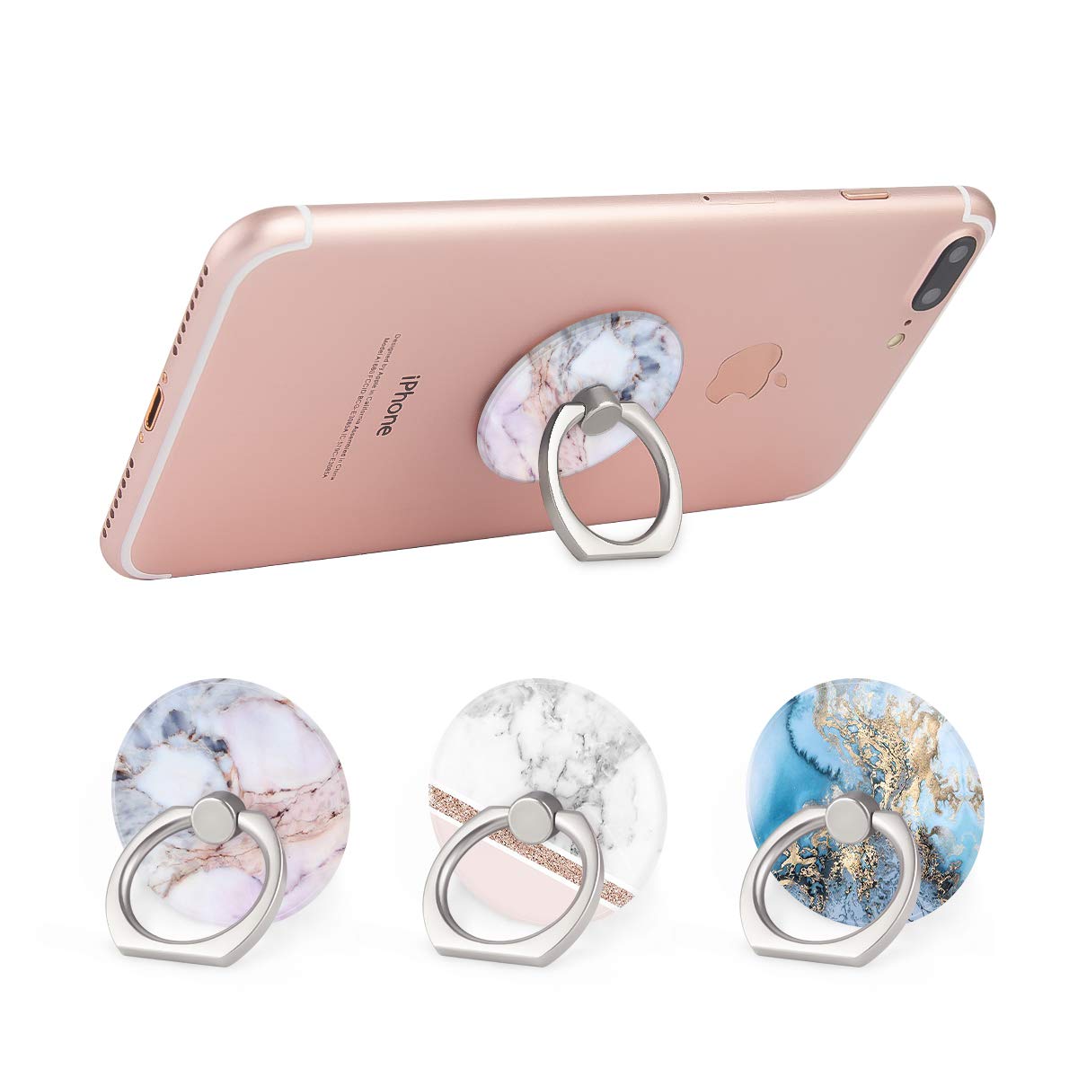 Bonoma Cell Phone Ring Holder Stand,360 Rotation 3-Pack Marble