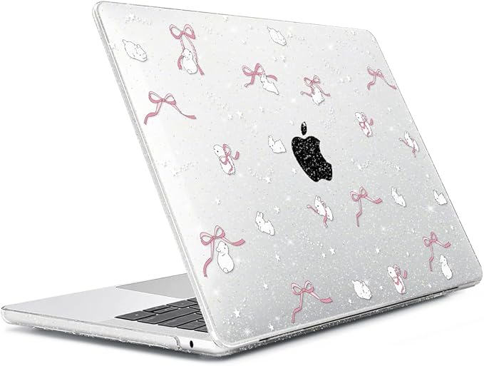 for 2025 2024 2023 2022 MacBook Air 13 inch Case M4 A3240 M3 A3113 M2 A2681 with Touch ID& 13.6" Liquid Retina Display, Plastic Hard Shell&Keyboard Cover&Screen Film&Webcam Cover, Bunny-P