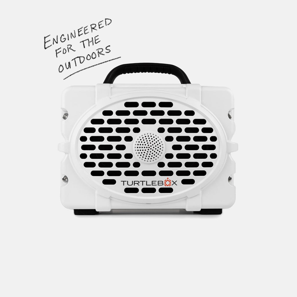 Turtlebox Original Gen 3 Outdoor Bluetooth Speaker, White/Blaze Orange
