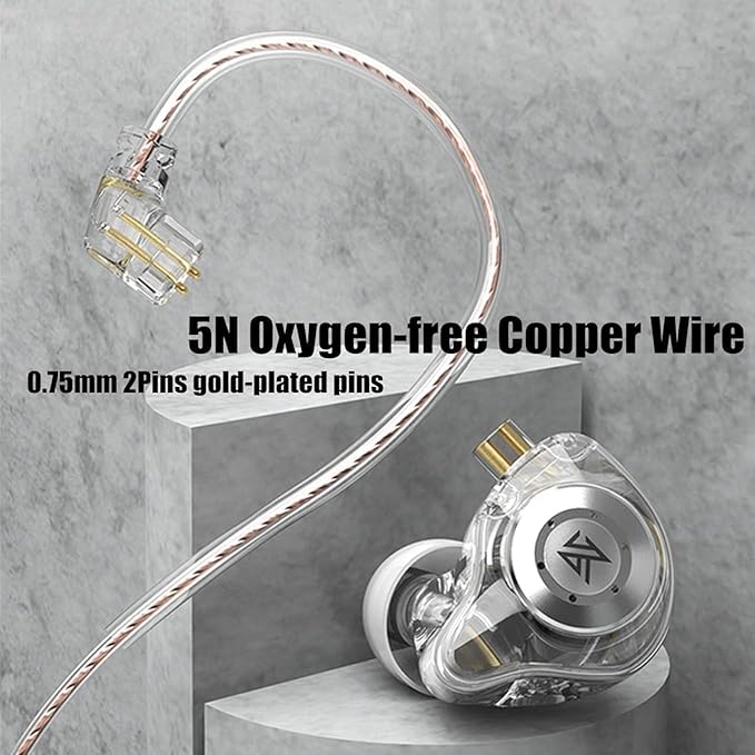 keephifi KZ EDX Pro in Ear Monitors KZ IEM Earphones with Microphone, Dual DD HiFi Stereo Sound Wired Earphones Noise Cancelling Earbuds (Cyan, with Mic)