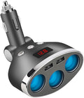 Car Charger,120W 3-Socket Cigarette Lighter Power Adapter DC Splitter 3.1A Dual USB Car Charger 12/24V with LED Voltage Display for Smartphone