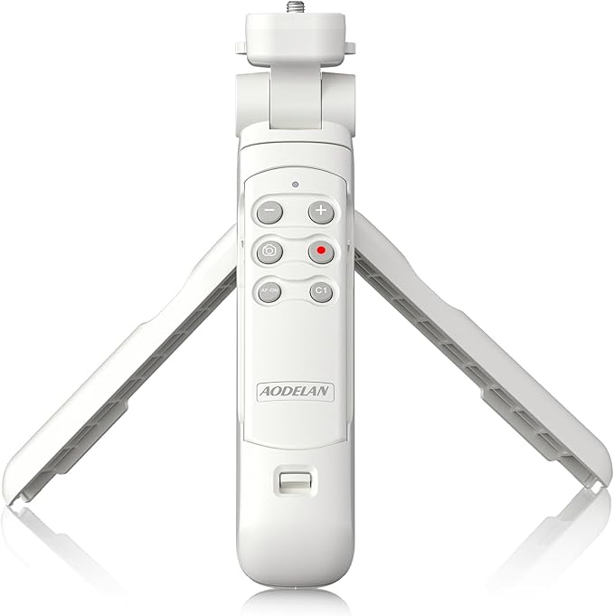 AODELAN Wireless Shooting Grip Tripod with Remote Control for Vlogging, for Sony ZV-E10,ZV-1,ZV-1 II, ZV-1F, a6100, a6400, a6600, a7 III, a7R III, a7R IV, a9, a9 II, Replace Sony GP-VPT2BT（White