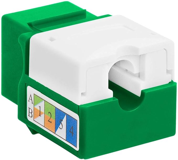 Cmple - RJ45 Keystone Jack 90 Degree Cat6 Keystone Jack Insert Punch Down RJ45 Connectors Female for Wall Plates, Patch Panels, Patch Cables, Ethernet Cables - Green