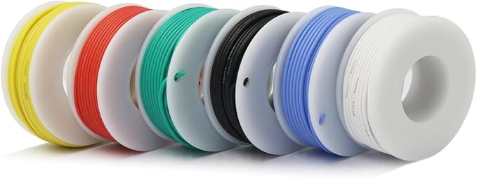 22 Gauge Flexible Silicone Wire Hook Up Kit - 6 Colors, 19.6 Feet Each, 22 AWG Stranded Electric Wire