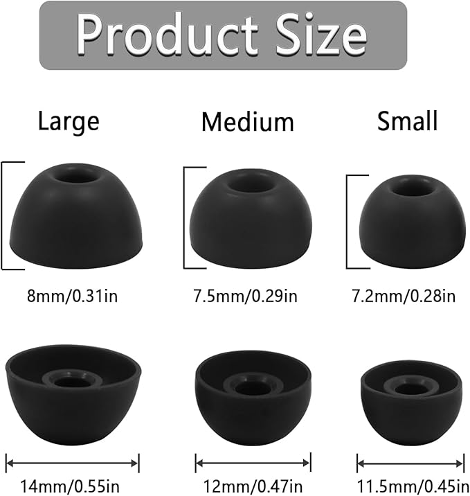 Replacement Silicone Ear Tips for Beats Fit Pro/Studio Buds/Studio Buds+ Headphone, 6 Pairs Earbuds Eartips L/M/S, Eargels Set Fit in Case, Earplug Ear Cap, Ear Buds Accessories-Black