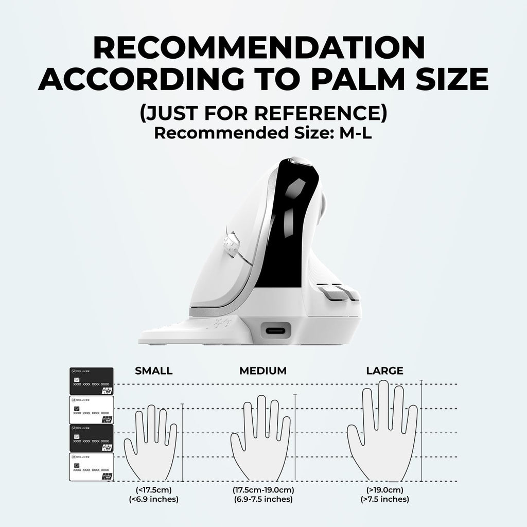 DELUX Seeker Ergonomic Vertical Wireless Mouse with OLED Screen (M618XSD)