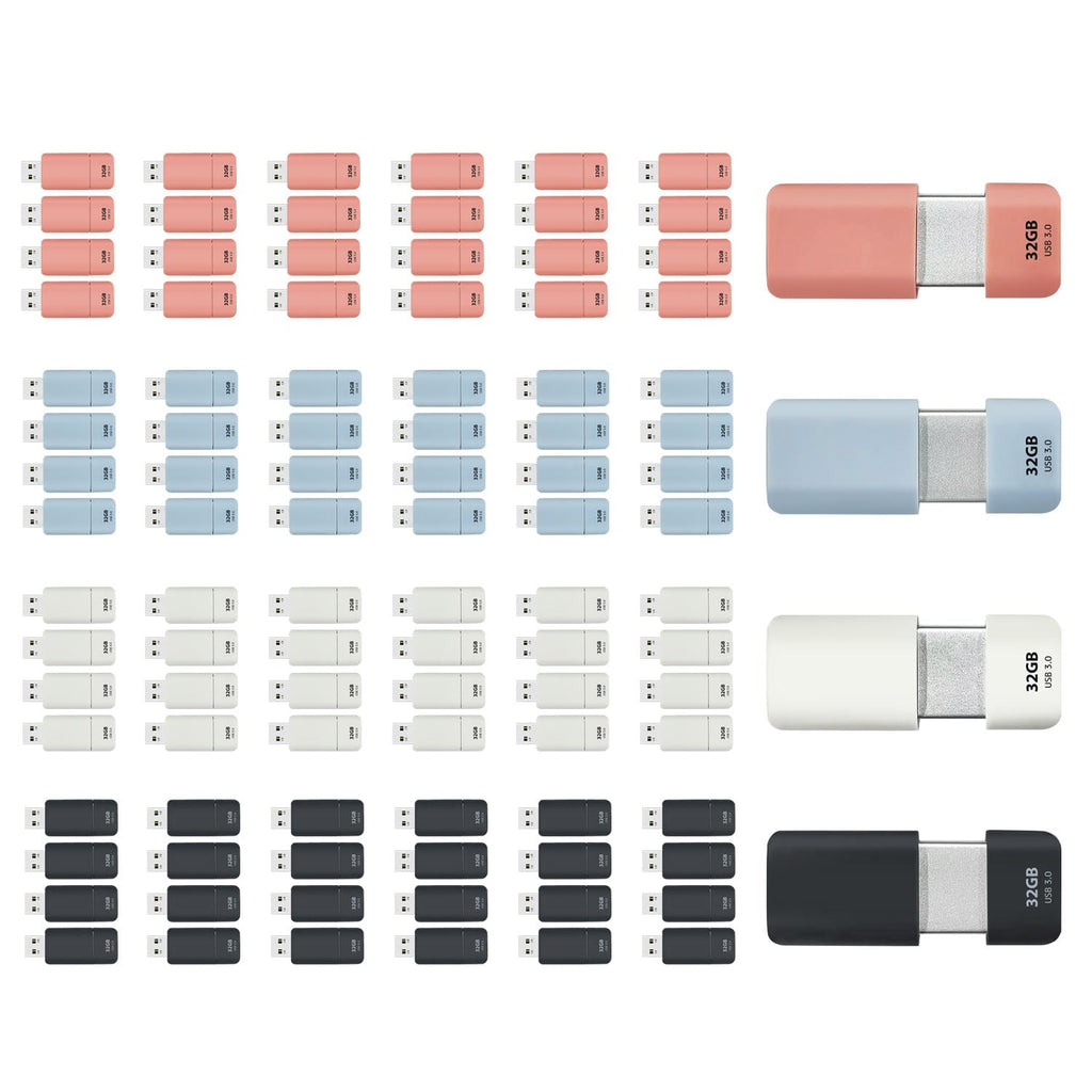 GIGASTONE 32GB Flash Drive (100 Pack) Z60NB USB 3.2 Gen 1, Ultra Fast, Retractable Capless Slider Design, Data Storage, Backup for PC/Mac/TV/Car Audio, USB 2.0/3.0/3.1 Compatible (Random Color)