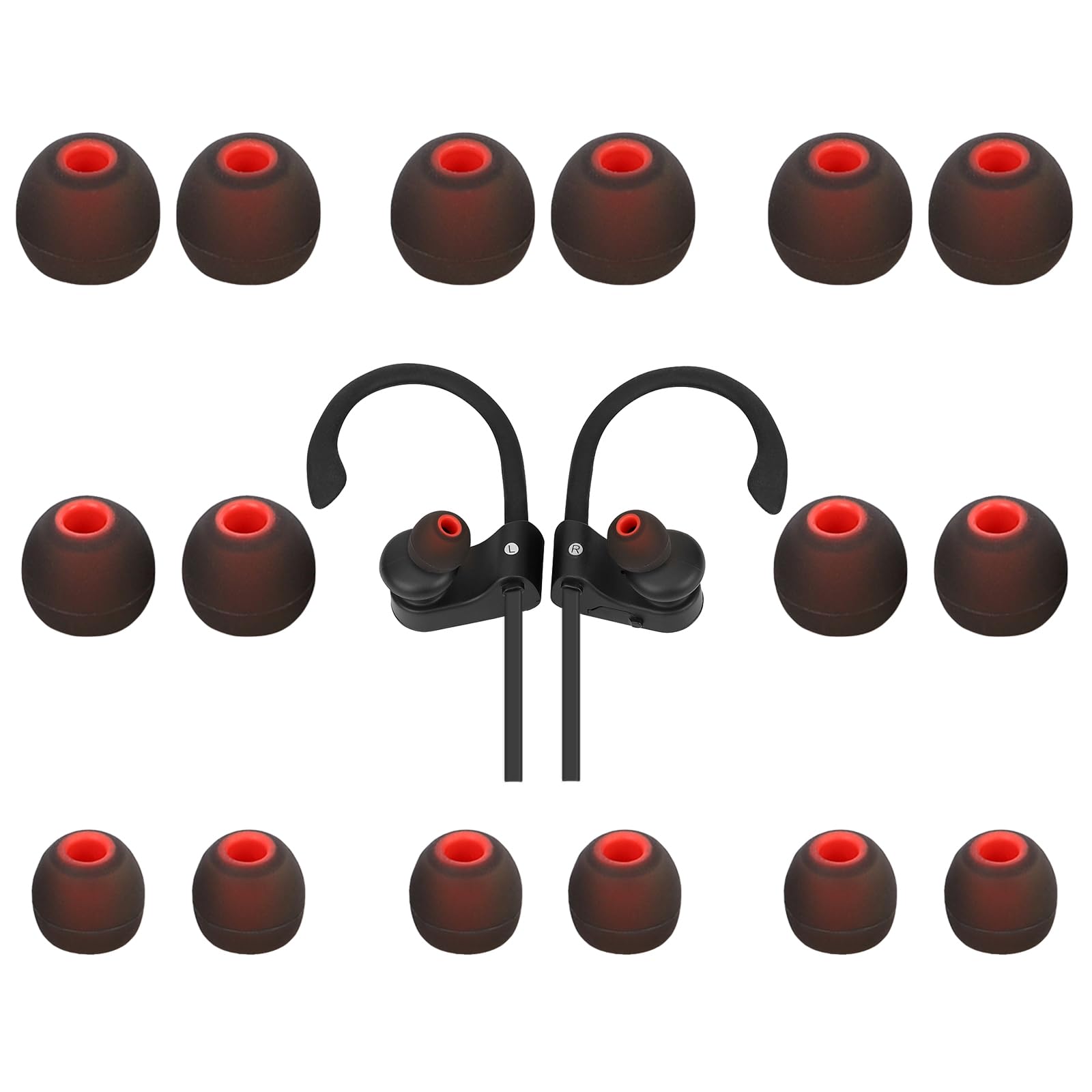 TSZYYM Replacement Earbud Tips Silicone Earbud Covers Ear Tips Fit Most in-Ear Earbuds(Inner Hole 3.8mm -5.1mm) Headphone Rubber Tips 9 Pairs S M L