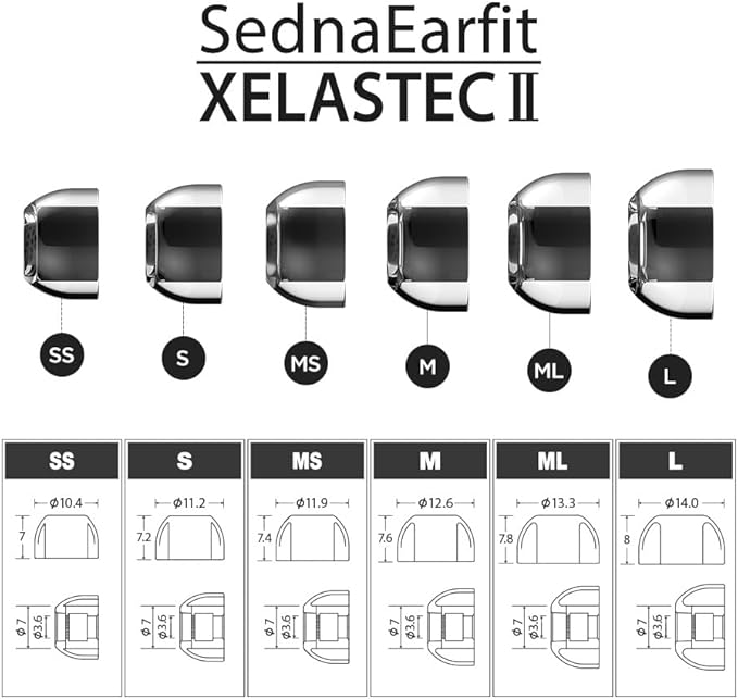 AZLA SednaEarfit XELASTEC 2 (ML) - Earbud Tips for Wireless Headphones - Noise Canceling Earbuds Replacement Tips - Eartips Compatible with Sony, Samsung, Beats, JLab, Skullcandy, Sennheiser