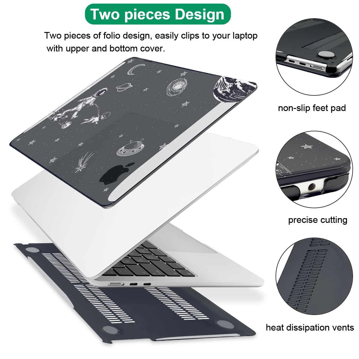 LCMOCICO for MacBook Air 13 Inch Case 2026 2025 2024 2023 2022 Release M5 A3449 M4 A3240 M3 A3113 M2 A2681, Scratch Resistant Plastic Hard Shell Case for MacBook Air 13.6 M5, Astronauts Space Dog