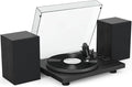 Udreamer Vinyl Record Player, Turntable with 40W Speakers, Bluetooth Input Output and USB Record, Vintage LP Player with AT-3600L Cartridge, Built-in Phono Preamp, Counterweight and Pitch, Black