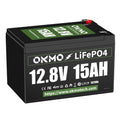 OKMO 12V 15Ah LiFePO4 Lithium Battery 12.8V, 15000+ Deep Cycles rechargeable for Lighting, Kayak Fish Finder, Radio, Backup Power and More