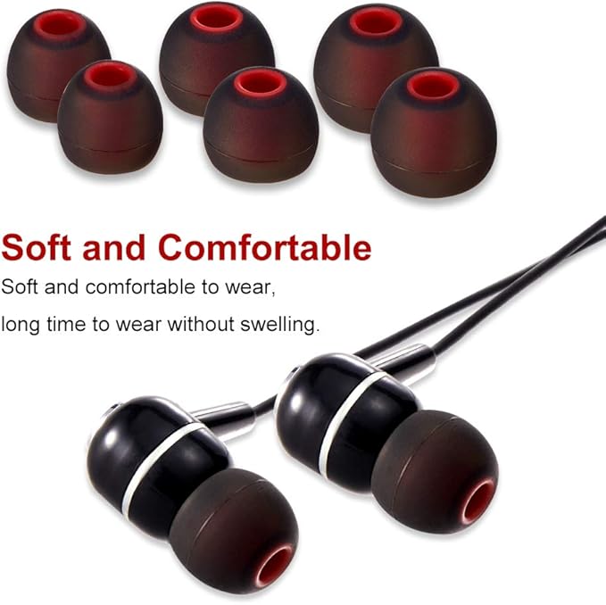 Earbud Tips Soft Silicone Earbuds Replacement Tips Fit for in-Ear Headphones(inner hole from 3.8mm - 4.2mm earphones) 9 Pairs S/M/L