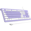 COLIKES Wired Keyboard, Ultra-Thin USB Wired Computer Keyboard, Low-Profile Keys, Spill-Resistant, Multimedia Keys, Compatible with Windows, Mac, Chrome, Linux, and Android-Purple