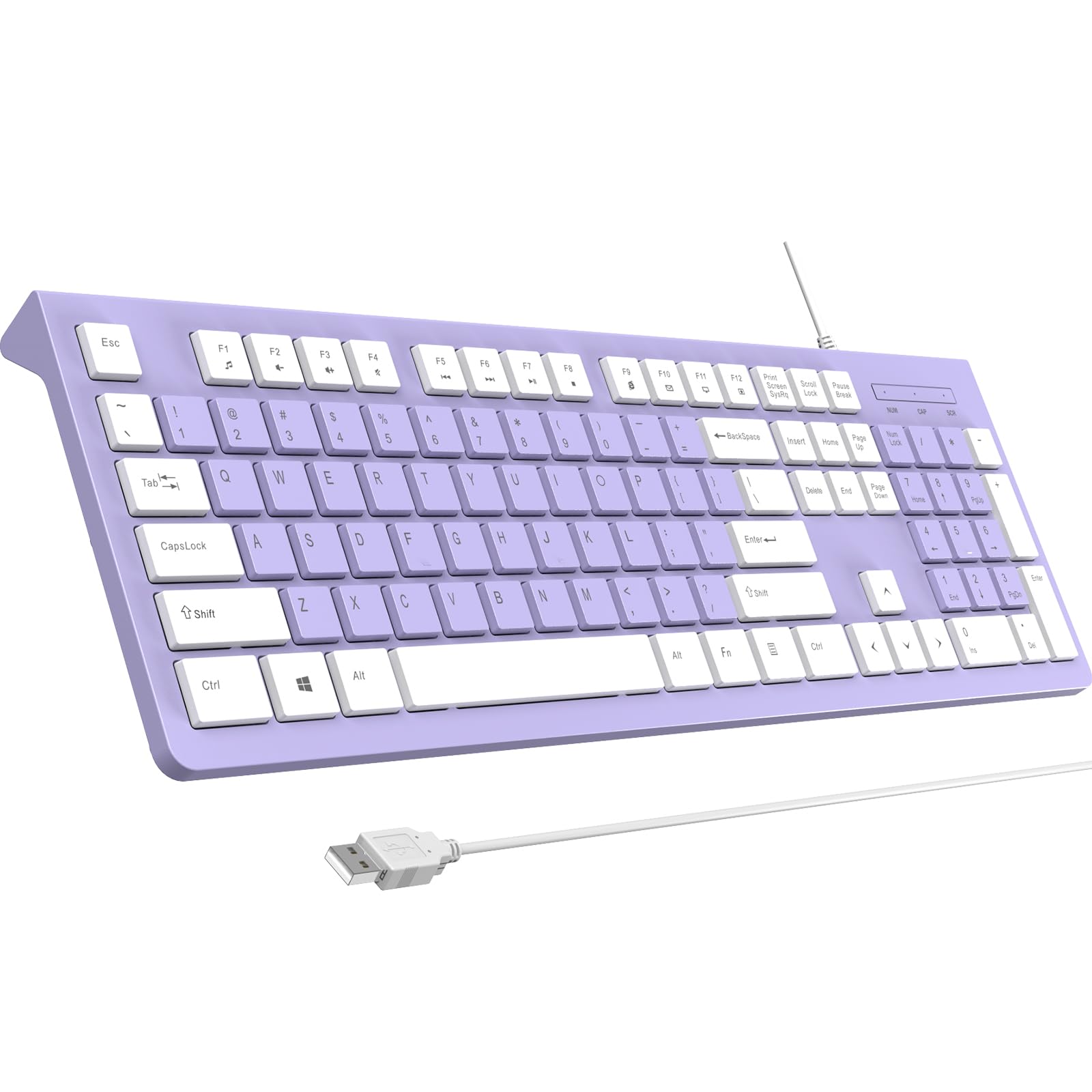 COLIKES Wired Keyboard, Ultra-Thin USB Wired Computer Keyboard, Low-Profile Keys, Spill-Resistant, Multimedia Keys, Compatible with Windows, Mac, Chrome, Linux, and Android-Purple