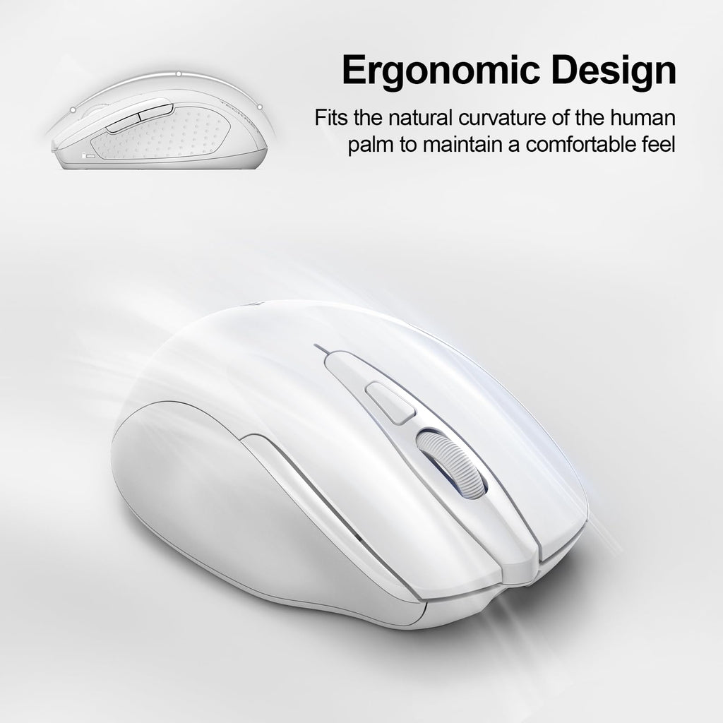 TECKNET Wireless Mouse Rechargeable, 2.4G Computer Mice with USB-A Receiver