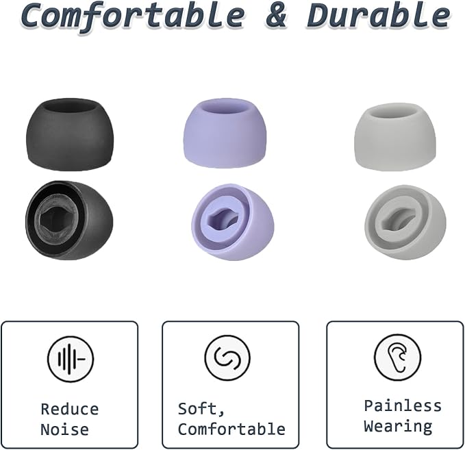 6 Pairs Replacement Eartips for Samsung Galaxy Buds Pro Headphones, Silicone Tips Earbuds Eartips Set, L/M/S Earplug Replacement Accessories (Purple, with Pen)