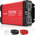 ALLWEI 1500W Pure Sine Wave Inverter 12V DC to 110V/120V AC Converter, Surge 3000W | Power Inverters Vehicles with 2 AC Outlets, RV Truck Boat Home Outdoor & Off-Grid Solar Inverter, Smart LCD Display