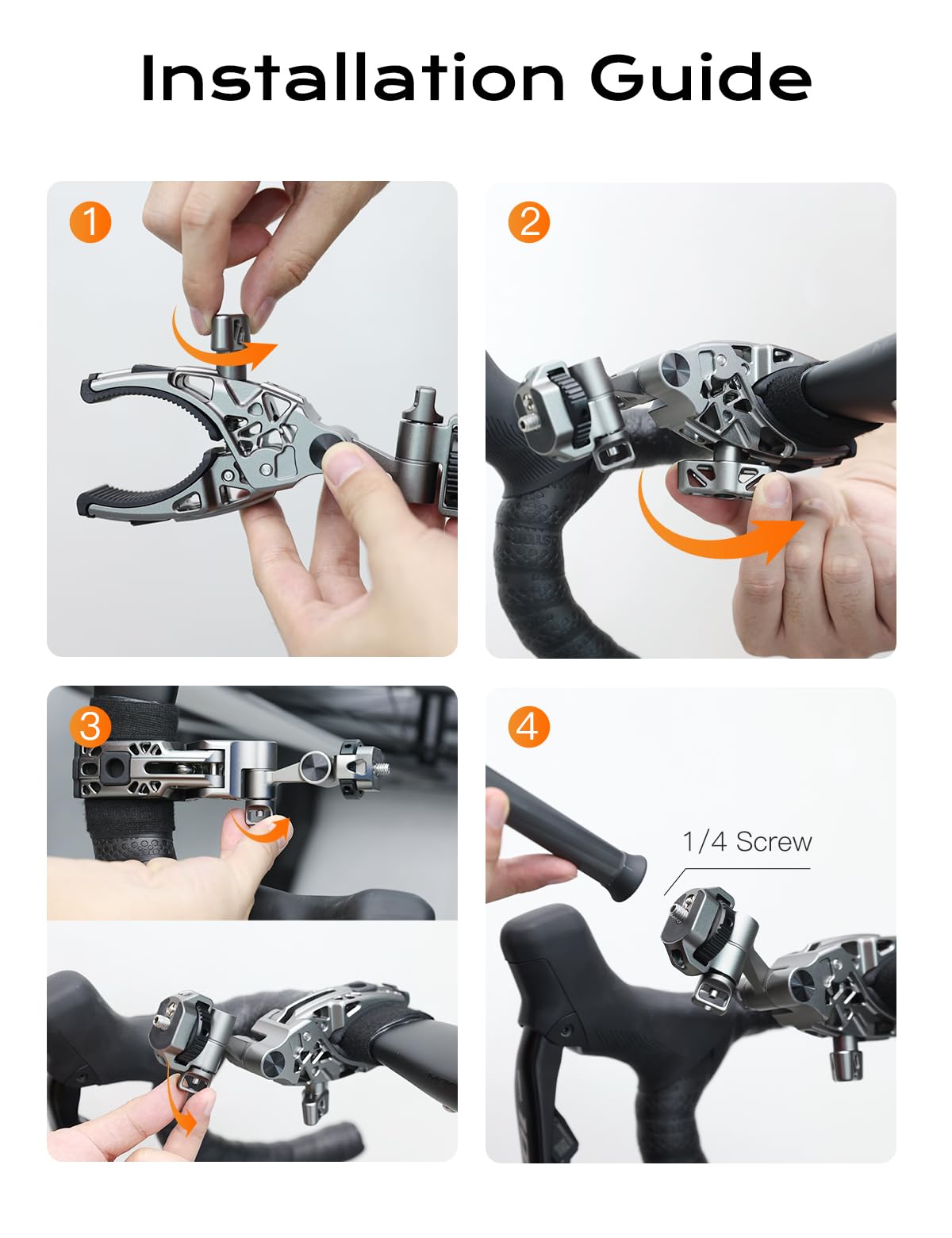 Movmax C Clamp Camera Mount for Flat Tube Road Bike, Super Clamp with 1/4"-20 Thread,E-Bike Accessories/Bicycle, Compatible with GoPro Hero13/12/11/10/ DJI Osmo 360/Action 5 Pro/4/3/Insta360 X4/X5