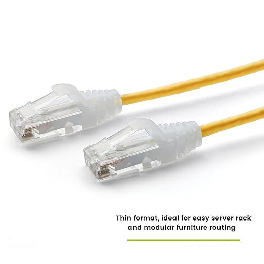TRUECABLE Cat6 Component Rated Patch Cable, Unshielded (U/UTP), 14ft, Yellow, 28AWG Solid Copper, Snagless 10G High-Speed Ethernet Cable, PoE++ 4PPoE 100W, UL Listed, RoHS-3, 1 Pack